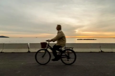 Silhouette of cyclist Foto stock