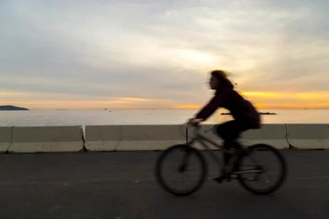 Silhouette of cyclist Foto stock