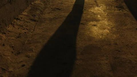 Silhouette of dancer and her shadow in passage way Stock Footage 275106132