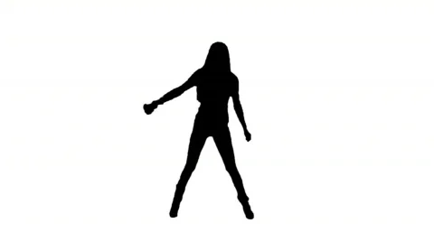 Silhouette Dancer (black on white) Stock Footage 532896