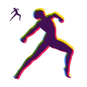 Silhouette of a Dancer. Gymnast. Man is Posing and Dancing. Sport Symbol. Stock Illustration