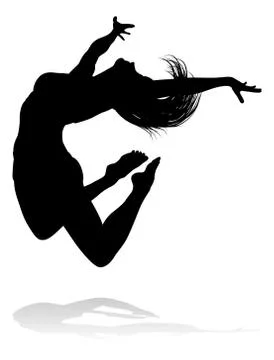 Silhouette Dancer Jumping Stock Illustration