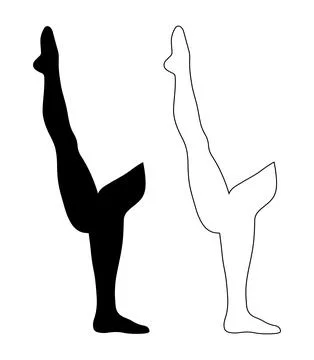 Silhouette of dancer leg stretched up イラスト素材