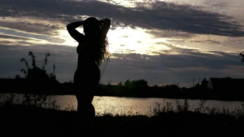 Silhouette Dancer - Sunset Video stock 147620929