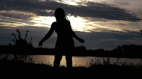 Silhouette Dancer - Sunset Video stock 147620961