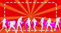 Silhouette Dancers red background HD Footage