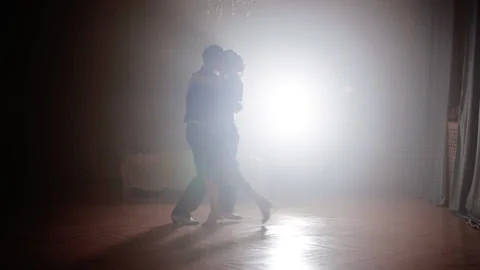 Silhouette of a dancing couple Stock Footage 88167656