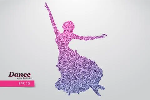 Silhouette of a dancing girl from triangle. Dancer woman Stock Illustration