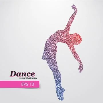 Silhouette of a dancing girl from triangle. Dancer woman Stock Illustration