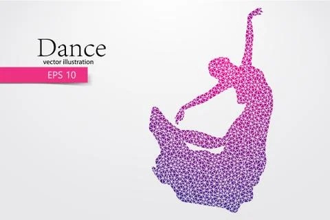 Silhouette of a dancing girl from triangle. Dancer woman Stock Illustration