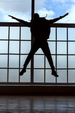 Silhouette of a dancing man. 스톡 사진
