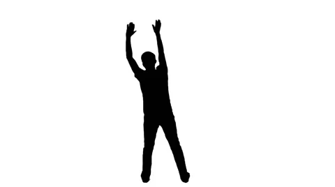 Silhouette of a dancing man on a white background Stock Footage 64597881
