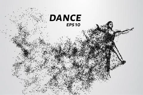 Silhouette of dancing particles. The dance consists of small circles. Stock Illustration