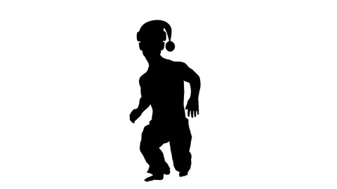 Silhouette of a dancing santa boy. Alpha channel. Alpha matte. FullHD. Stock Footage 99922101