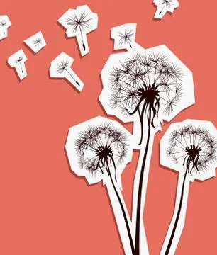 Silhouette of dandelion in the wind 스톡 일러스트