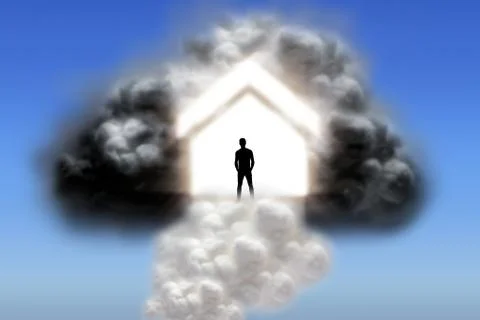 Silhouette in dark cloud Stockillustratie