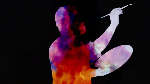 Silhouette DE ink stack white artist painting Stock Footage 151485742