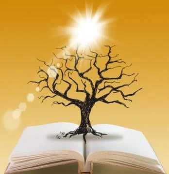Silhouette dead tree without leaves Stock Illustration