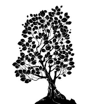 Silhouette of a deciduous tree Иллюстрация