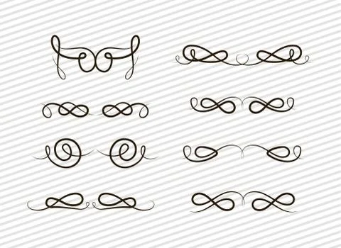 Silhouette decorative elements set vector design Illustrazione stock