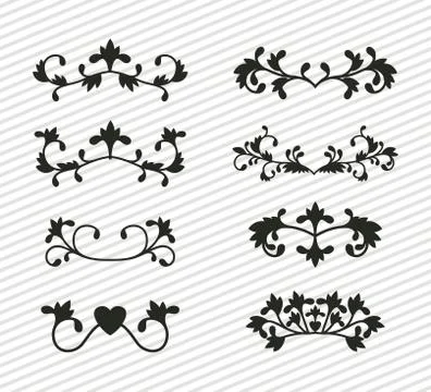 Silhouette decorative leaves elements set vector design Stock Illustration
