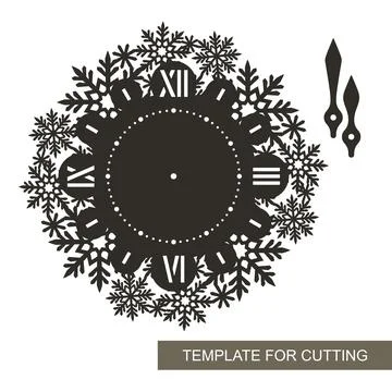 Silhouette of decorative wall clock.  Stock Illustration