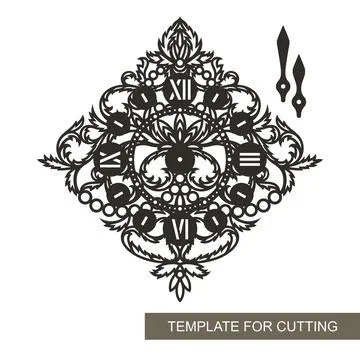 Silhouette of decorative wall clock.  Stock Illustration