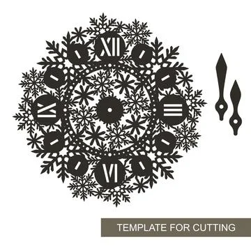 Silhouette of decorative wall clock.  Stock Illustration