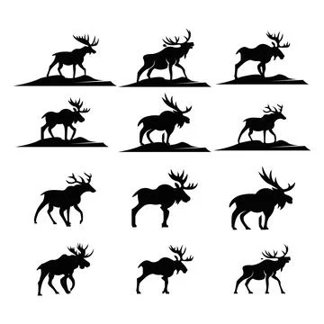 Silhouette of deer head Stock Illustration