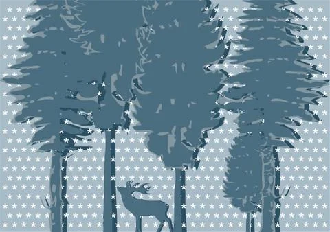 Silhouette of deer Stock Illustration