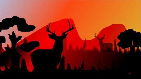 Silhouette of a deer Stock Illustration