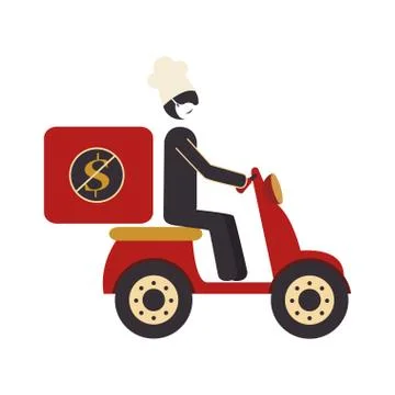 Silhouette of delivery worker using face mask in motorcycle Stock Illustration