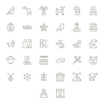 Silhouette Design Vector Icons featuring 32 Display Perfect Thin Line Style Illustrazione stock