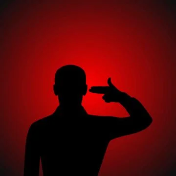 Silhouette Of A Desperate Man Stock Illustration