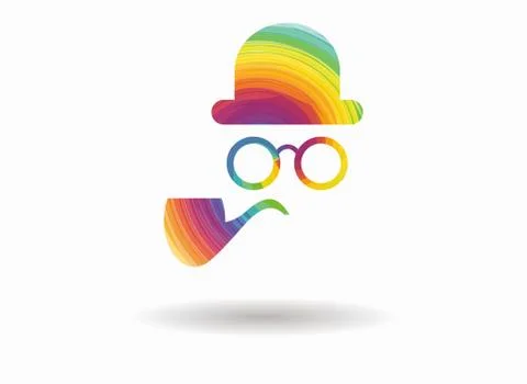 Silhouette detective colorful icon 스톡 일러스트
