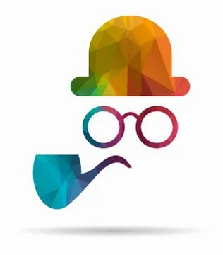 Silhouette detective poly icon Stock Illustration