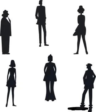 Silhouette of different people. Stock Illustration