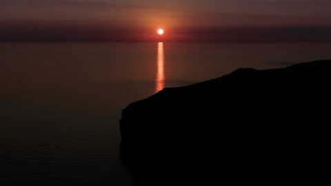 Silhouette of Dingli Cliffs at Sunset Stock Footage 113108774
