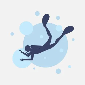 Silhouette of a diver on a background of circles Illustrazione stock