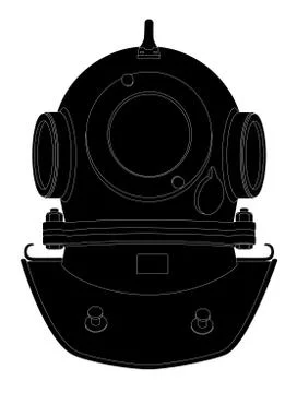 Silhouette diving helmet Stock Illustration