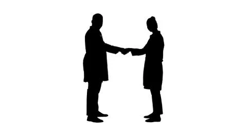 Silhouette Doctors shaking hands and posing to camera. Stock Illustration