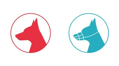 Silhouette of a dog head with muzzle, icon Stock Illustration