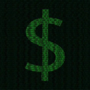 Silhouette of dollar symbol from binary digits Stockillustratie