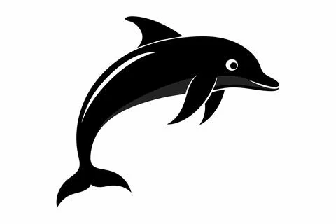 Silhouette of a dolphin isolated on a white background. Black dolphin illustr Stock Illustration