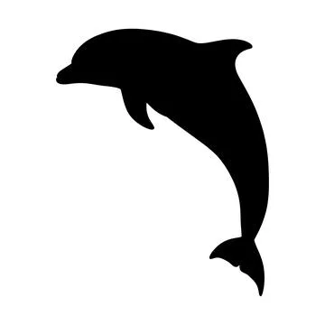 Silhouette of dolphin in jumping pose on white background Stock-Illustration