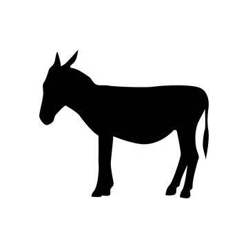 Silhouette of a donkey on a white background Stock Illustration