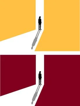 Silhouette in Doorway Casting Long Shadow  Conceptual Transition, Decision .. Stock Illustration