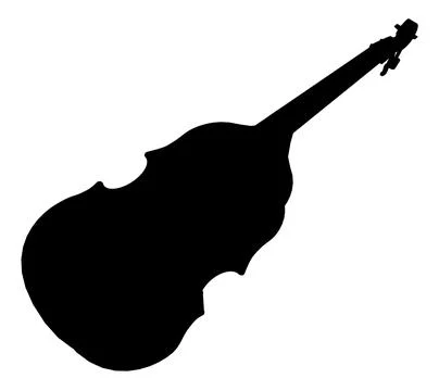 Silhouette with a double bass, string instrument Stock Illustration