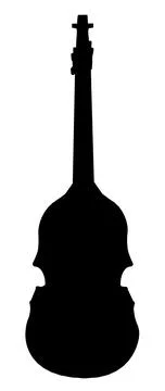 Silhouette with a double bass, string instrument Stock Illustration
