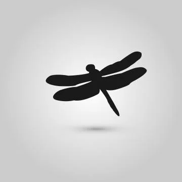 Silhouette dragonfly Illustrazione stock